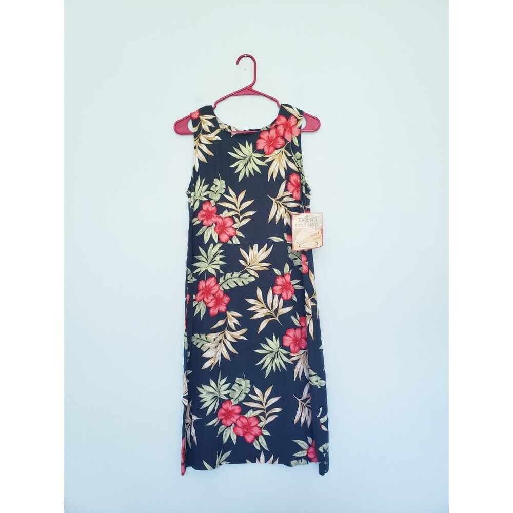 Tahiti Reef Club Womens S Tank Dress Hawaiian Red Black Sheath Vacation NWT